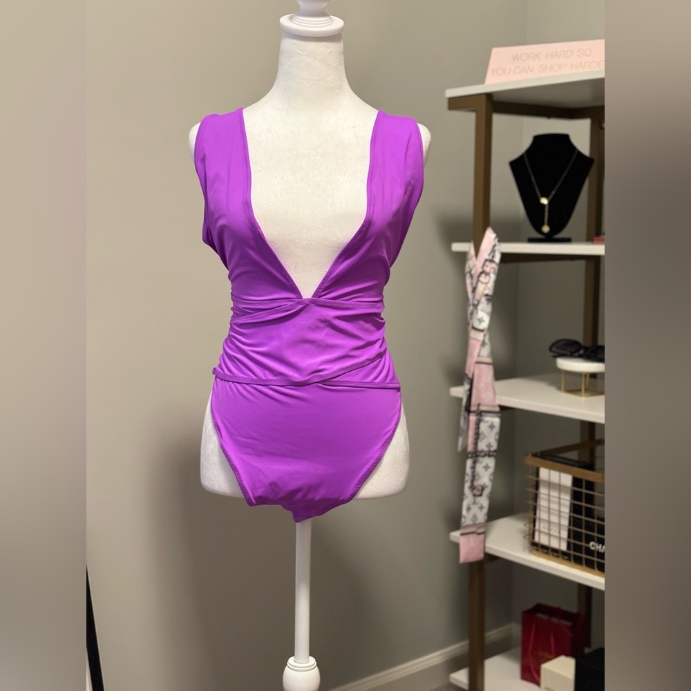 SKIMS Deep V One Piece Swimsuit Vibrant Purple 4X NWT Style No Tags - Picture 5 of 7